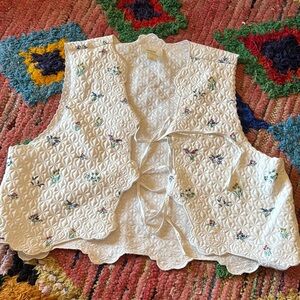 Anthropologie Floral Tie Vest